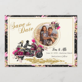 Motorrad-Hochzeits-Foto Save the Date Einladung