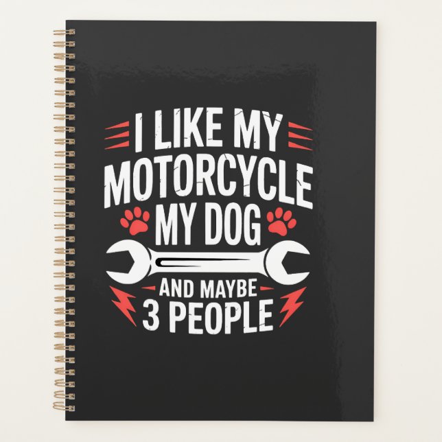 Motorrad-Hundebesitzer-Humor Planer (Vorderseite)