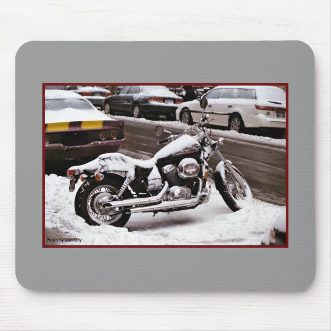"Motorrad im Winter" Mousepad (Vorne)