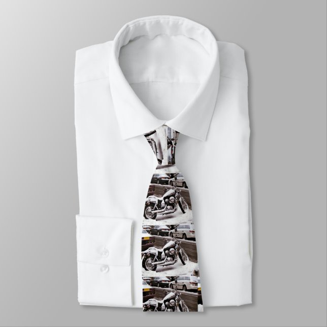 'Motorrad im Winter' Neck Tie Krawatte (Gebunden)