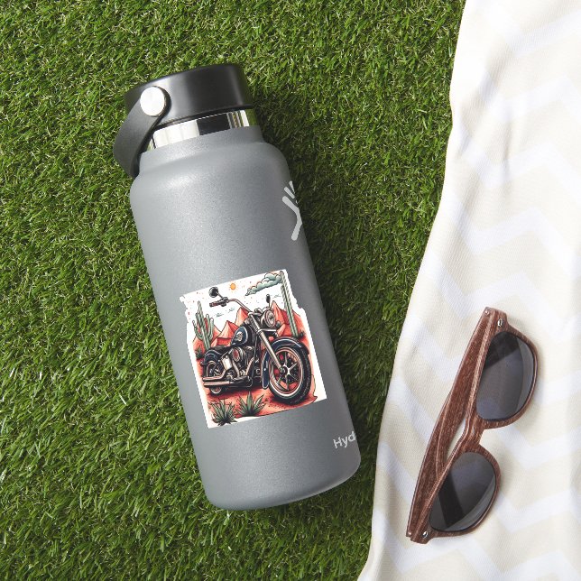 Motorrad im Wüstenkaktus-Western-Set Aufkleber (HydroFlask Insitu)