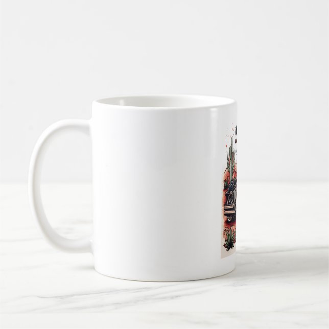 Motorrad im Wüstenkaktus-Western-Set Kaffeetasse (Links)