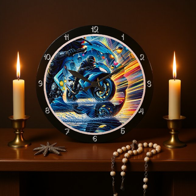 Motorrad in Bewegung Große Wanduhr (Von Creator hochgeladen)