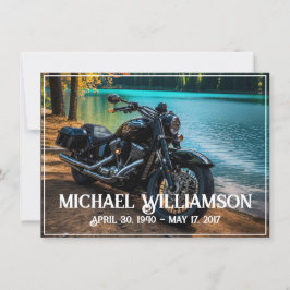 Motorrad in der Nähe der Wasserfeier des Lebens Einladung