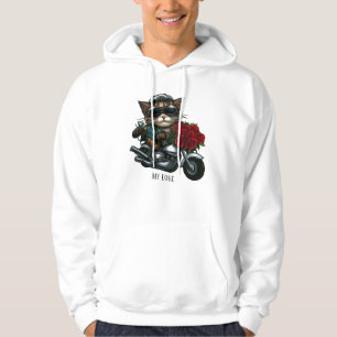 Motorrad-Katzenfahrten rote Rosen Blume meine Lieb Hoodie