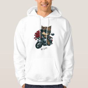 Motorrad-Katzenfahrten rote Rosen Blume meine Lieb Hoodie