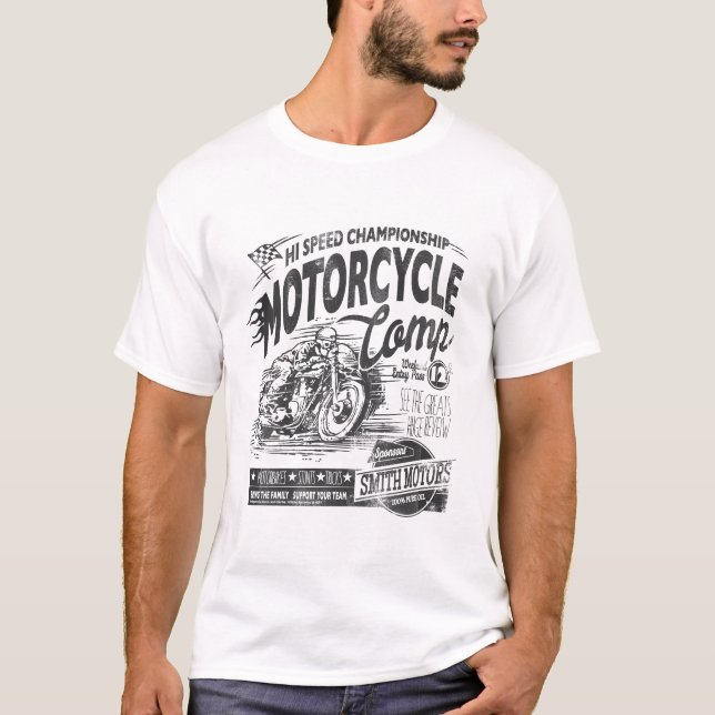 Motorrad kommt T-Shirt (Vorderseite)