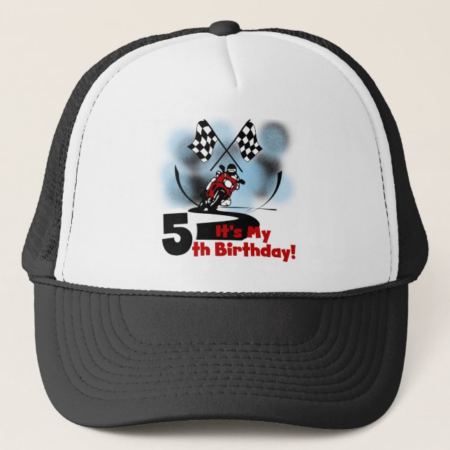 Motorrad-laufender 5. Geburtstag Truckerkappe (Vorderseite)