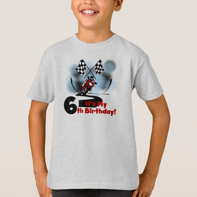 Motorrad-laufender 6. Geburtstag T-Shirt (Vorderseite)