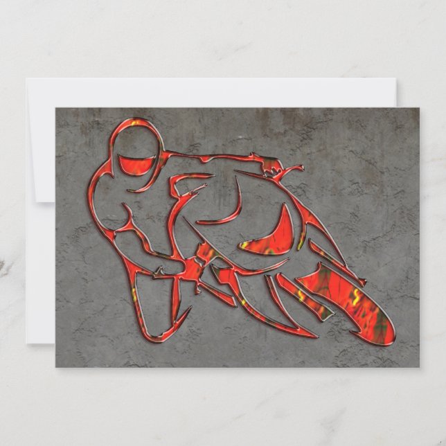 Motorrad-Logo in die Kurve der Roten Streifen Einladung (Vorderseite)