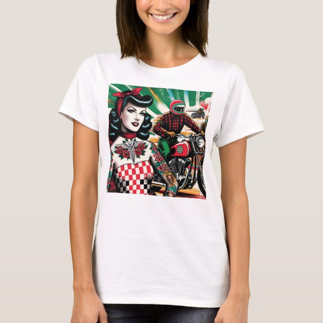 Motorrad Mädchen T-Shirt (Vorderseite)