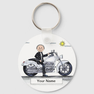 Motorrad - Männlicher Cartoon von PrintedPerfectio Schlüsselanhänger