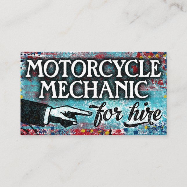 Motorrad-Mechanik für Mietkarten - blau Visitenkarte (Vorderseite)