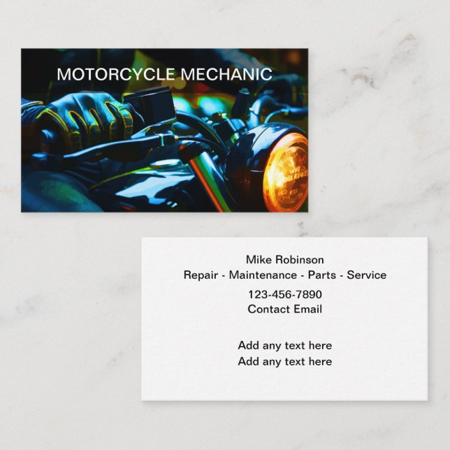 Motorrad-Mechanische, einzigartige Visitenkarten Visitenkarte (Vorne/Hinten)