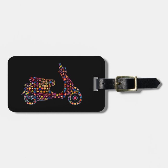 Motorrad mit Blume Gepäckanhänger (Vorderseite horizontal)