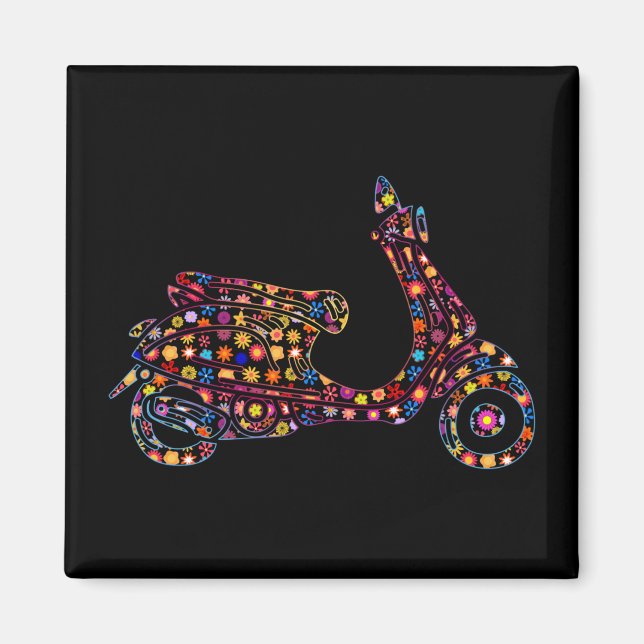 Motorrad mit Blume Magnet (Vorne)