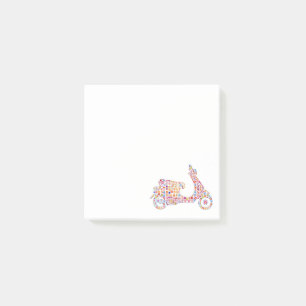 Motorrad mit Blume Post-it Klebezettel