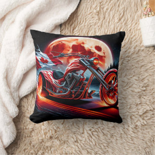 Motorrad mit kanadischer Flagge auf dem Mond Kissen