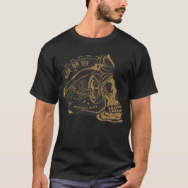 Motorrad mit Motorrad-Sterbekopf T-Shirt