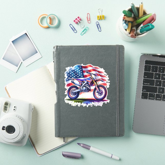 Motorrad mit US-Flagge, 4. Juli Aufkleber (iPad Hülle)