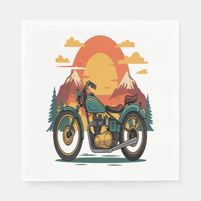 Motorrad mit US-Flagge, 4. Juli Serviette (Vorderseite)
