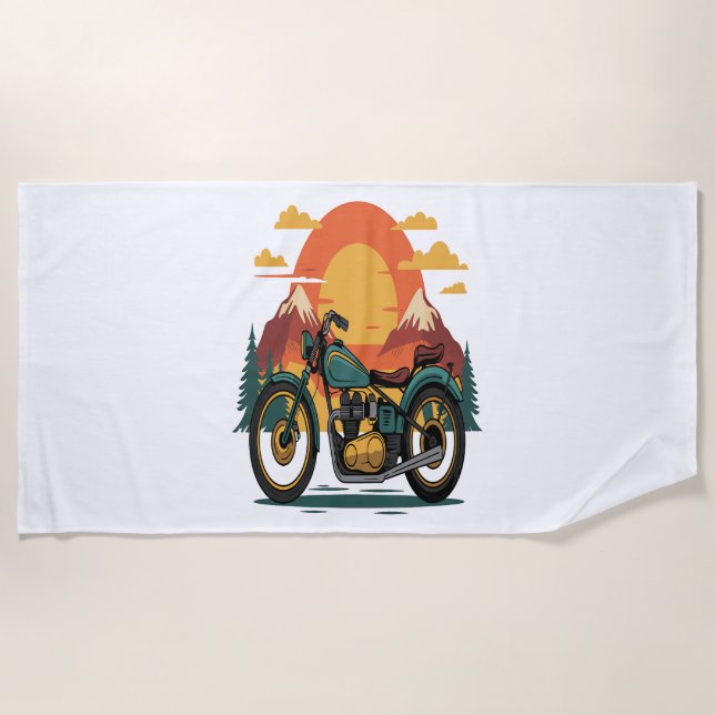 Motorrad mit US-Flagge, 4. Juli Strandtuch (Vorderseite)