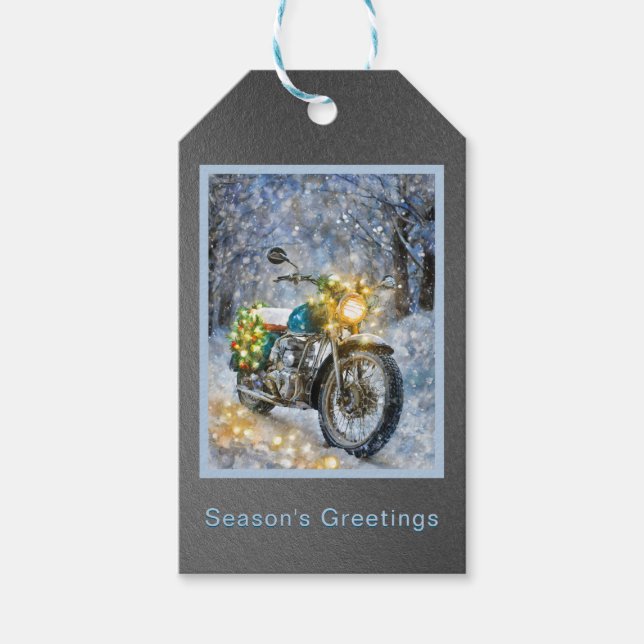 Motorrad mit Weihnachtslicht Geschenkanhänger (Vorderseite)