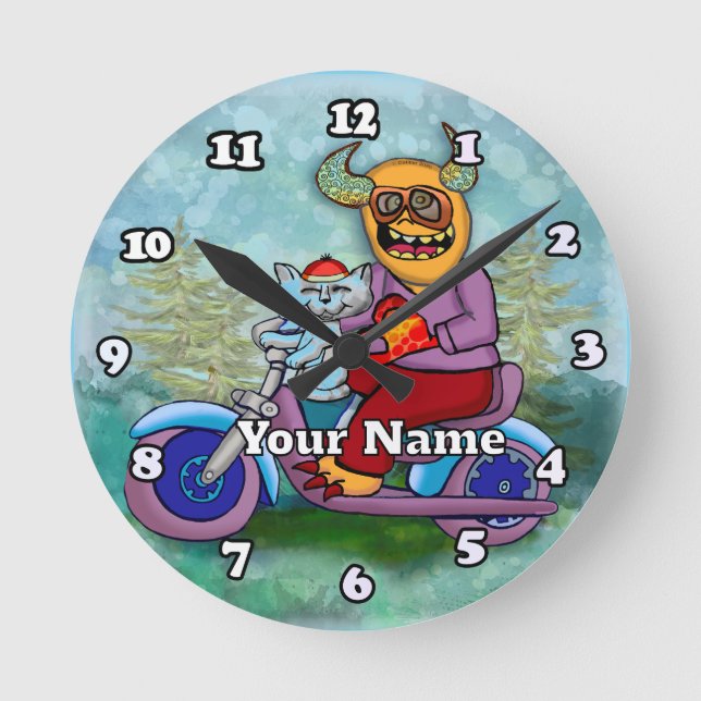 Motorrad-Monster Runde Wanduhr (Vorderseite)
