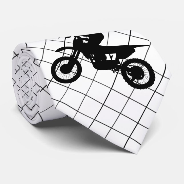 Motorrad-Motocross-Racing auf Black Karo Necktie Krawatte (Gerollt)