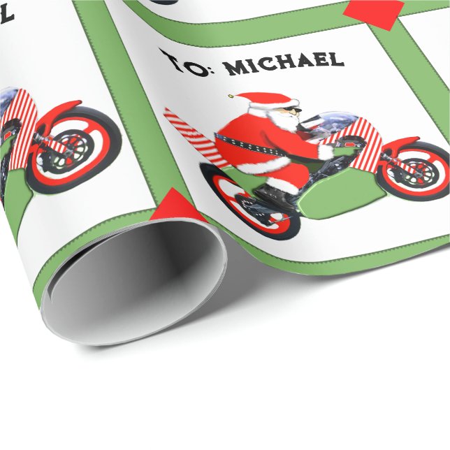 Motorrad Motocross Weihnachtsgeschenk Geschenkpapier (Rolleneckpunkt)