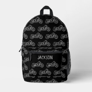 Motorrad Motorbike Schwarz Name Jungen Schule Bedruckter Rucksack
