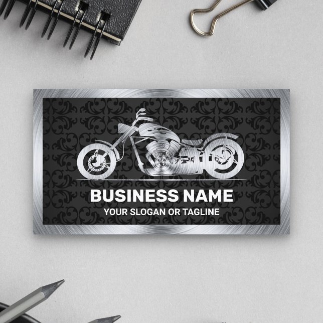 Motorrad-Motorrad-Mechanik aus Black Damask Steel Visitenkarte (Von Creator hochgeladen)