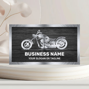 Motorrad-Motorrad-Mechanik aus dunkelgrauem Holz Visitenkarte