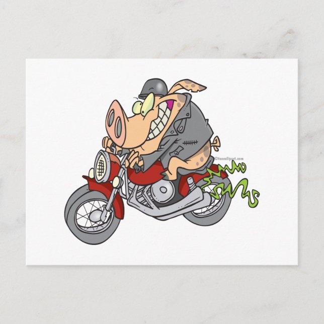 Motorrad-Motorrad-Motorradfahrer Cartoon Postkarte (Vorderseite)