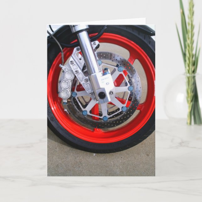 Motorrad-Motorrad-Rad-Rot fasst Foto ein Karte (Vorderseite)