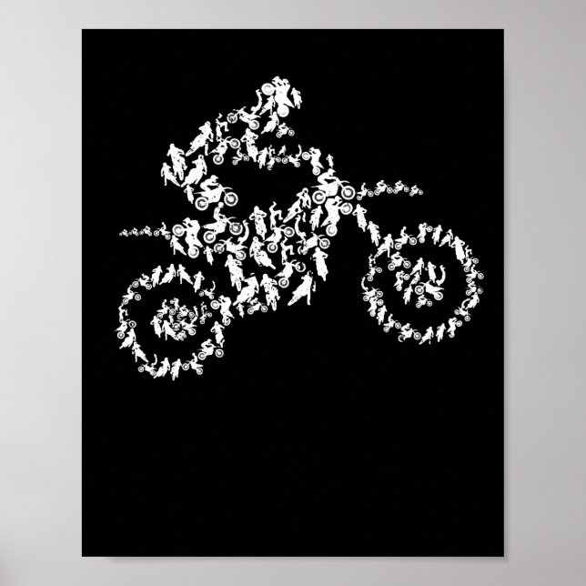Motorrad-Motorrad-Silhouette Poster (Vorne)