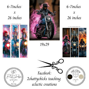 Motorrad Neon Pink Flame Rider Decoupage  Geschenkpapier Set