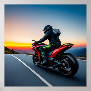 Motorrad-Panoramastrecke für Reiter und Reisende Poster