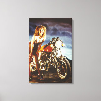 Motorrad Pinup Girl Leinwand