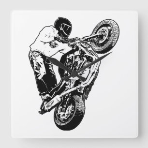 Motorrad Quadratische Wanduhr
