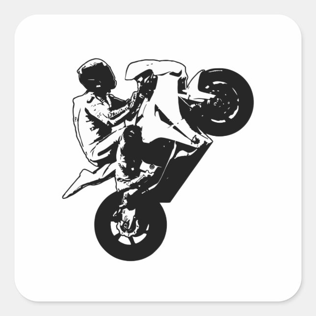Motorrad Quadratischer Aufkleber (Vorderseite)