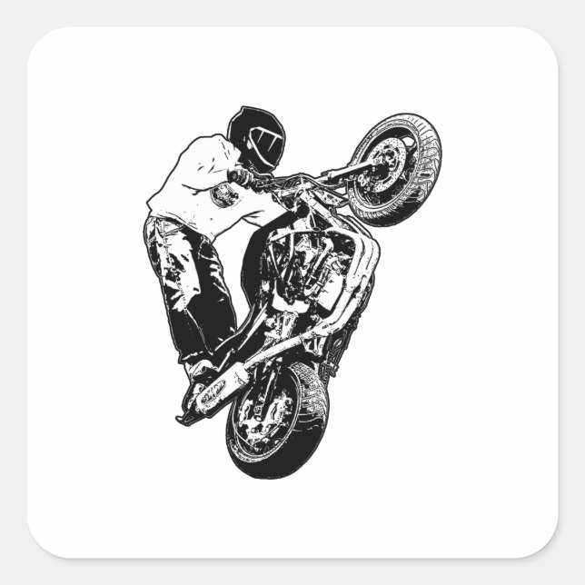 Motorrad Quadratischer Aufkleber (Vorderseite)