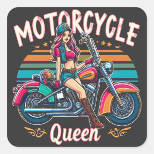 Motorrad Queen Nice Biker Girl Geschenk Motorradfa Quadratischer Aufkleber