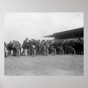 Motorrad Races, 1915. Vintages Foto Poster