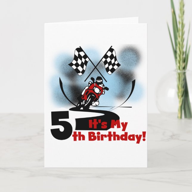 Motorrad Racing 5. Geburtstag Karte (Vorderseite)