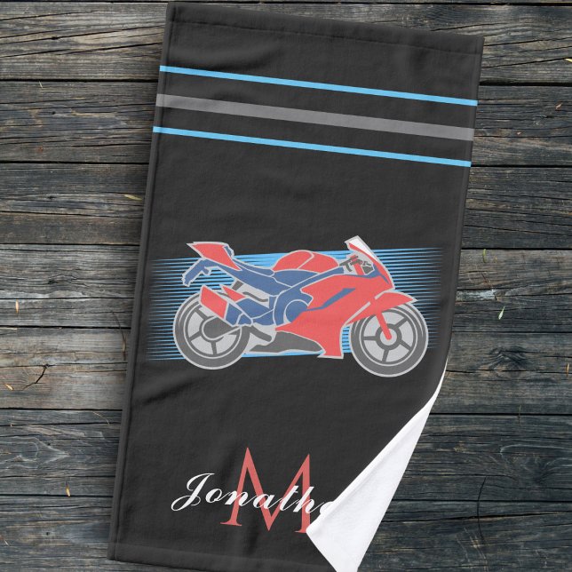 Motorrad-Racing Motorrad Initial & Name Sport Handtuch (Von Creator hochgeladen)