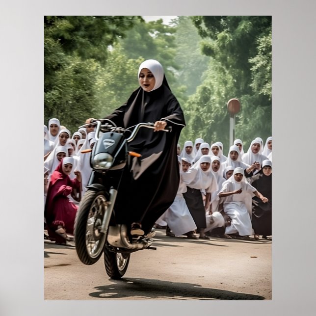 Motorrad Racing Nun Poster (Vorne)