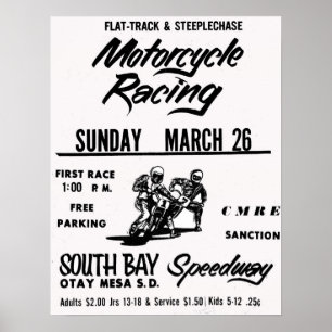 Motorrad Racing South Bay Speedway Otay Mesa Poster