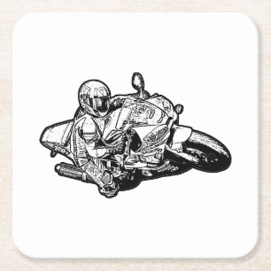 Motorrad Rechteckiger Pappuntersetzer