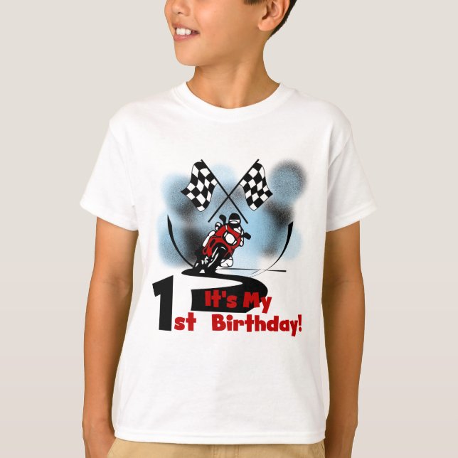 Motorrad-Rennen 1. Geburtstag Tshirts und Geschenk (Vorderseite)
